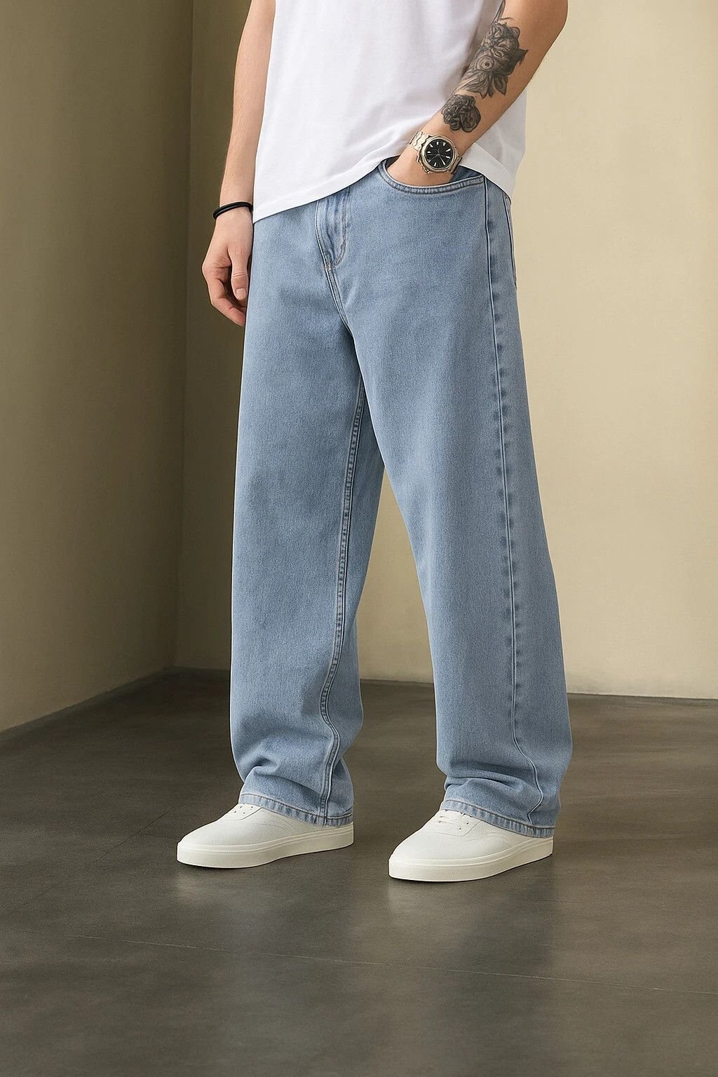 Vasura Jeans Loose Fit Mid Rise Light Blue Men Denim Jeans