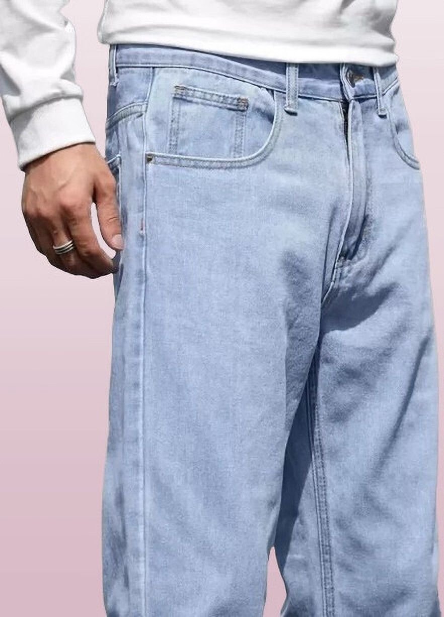Vasura Jeans Loose Fit Mid Rise Light Blue Men Denim Jeans - Image 4