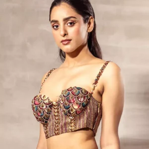 Ikat Mulberry Silk Corset Blouse – Contemporary Ethnic Style