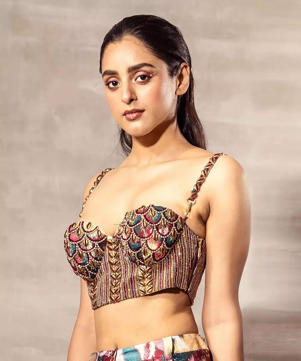 Ikat Mulberry Silk Corset Blouse – Contemporary Ethnic Style