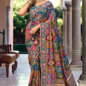Designer Multicolor Embroidered Saree