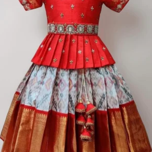 Girls Silk Blend Readymade Pattu Pavadai / Lehenga Choli- 3-5 Y