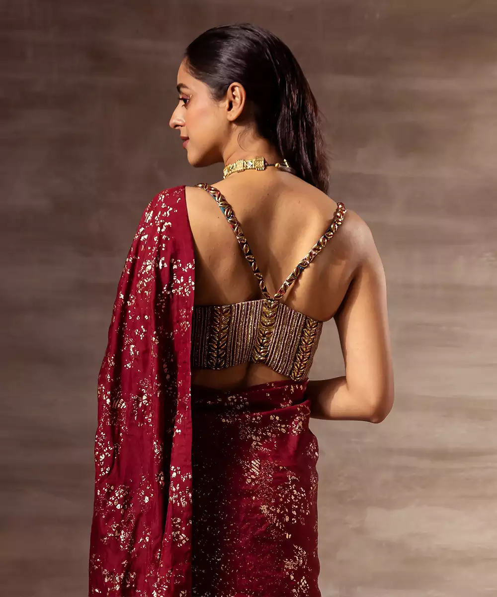 Ikat Mulberry Silk Corset Blouse – Contemporary Ethnic Style - Image 2